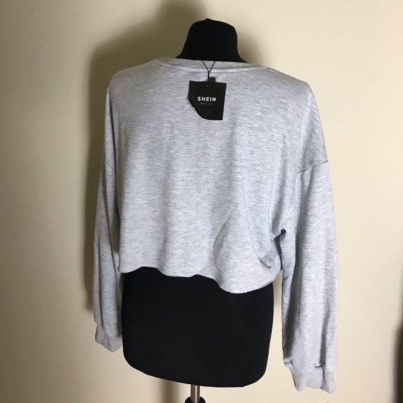 Gray Cropped Sweatshirt NWT - Picture 3 of 4
